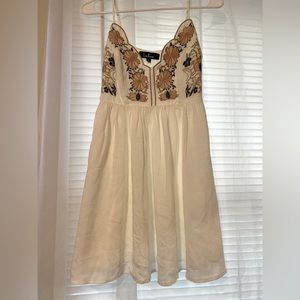 Lulus White Sundress with Pink and Blue Flower Embroidery. Size Small.